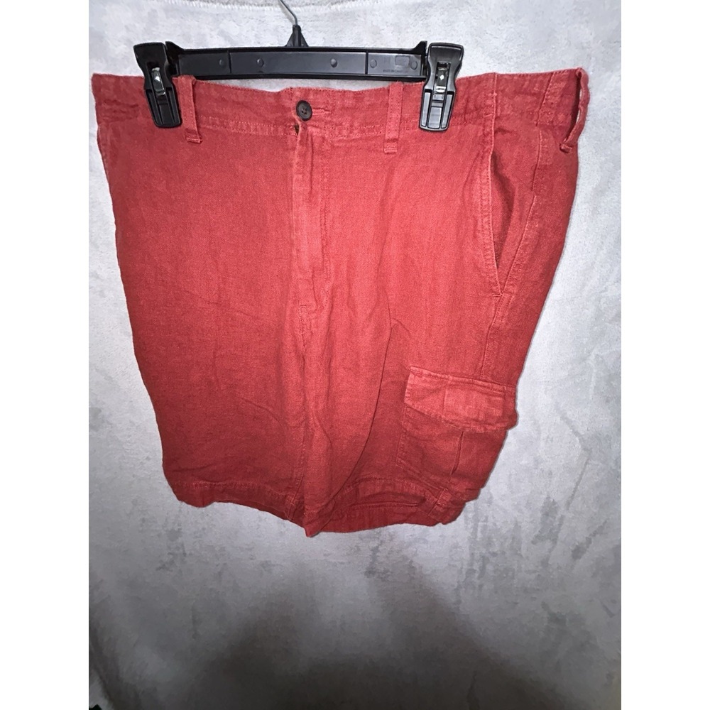 Trevero Linen Cargo Shorts Red Men Size 36
